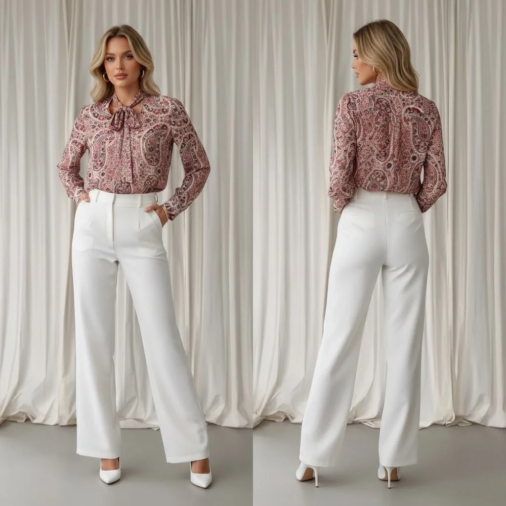 Alice and Olivia Anabel Tie Front Blouse Paisley Print, Size Small - Picture 3 of 9